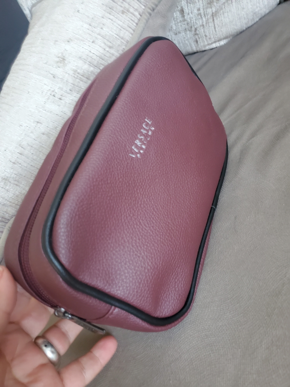 Versace Men's Airlines Burgundy Toiletry Parfums Bag
